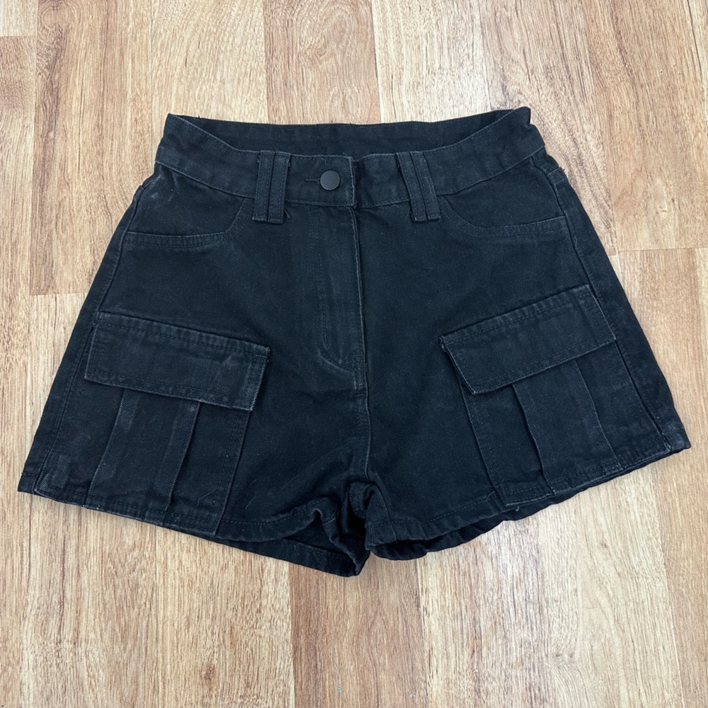 SHEIN Black Blue Jean Shorts with Pockets